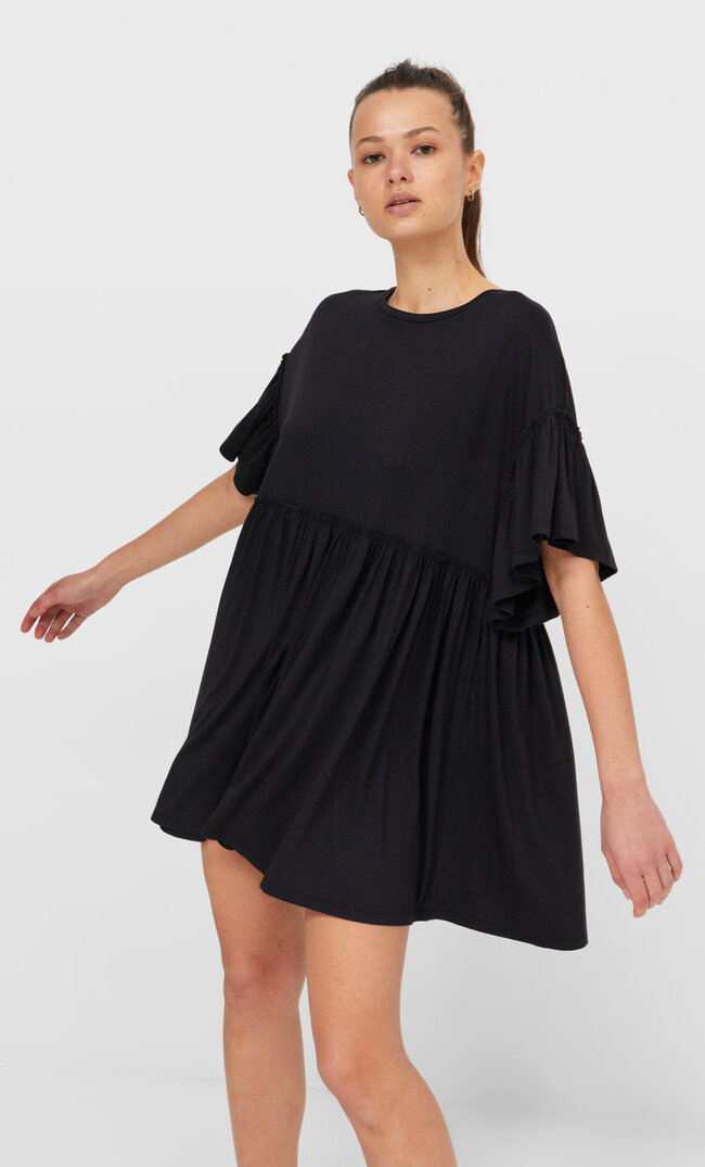 

Stradivarius Babydoll-Kleid Schwarz L