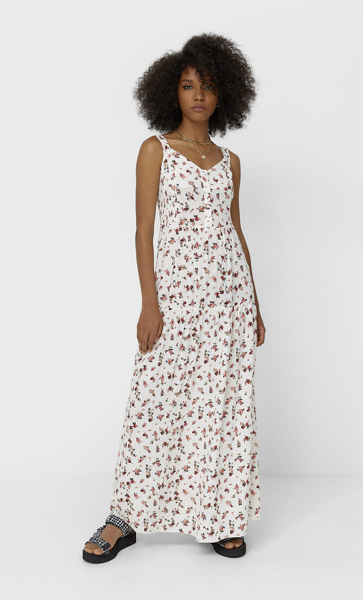 Stradivarius Vestido largo flores - 7208/190