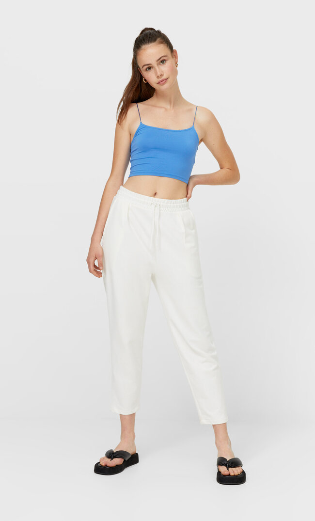 

Stradivarius Joggerhose Mit Kordelzug Ecru L