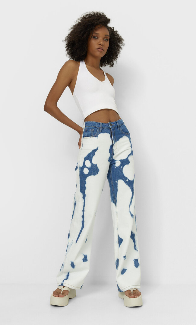 

Stradivarius Jeansy Tie-Dye O Prostym Kroju Kobieta Denimowy 36