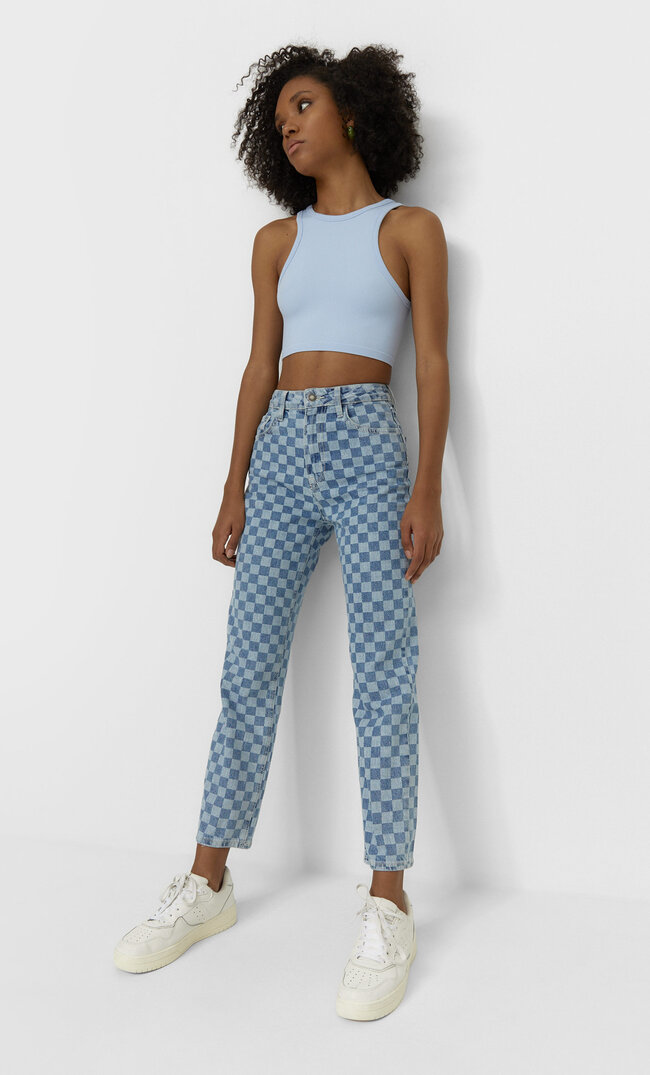 

Stradivarius Straight-Fit-Jeans Mit Print Denim 40