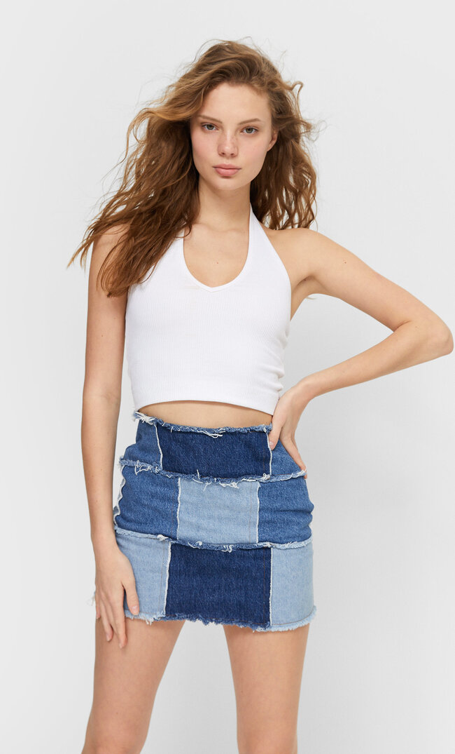 

Stradivarius Patchwork-Rock Helles Denim 36