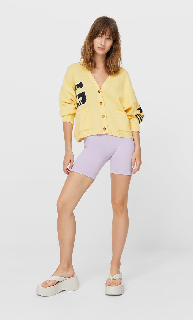 

Stradivarius Kardigan W Stylu College Kobieta Żółty Pastelowy S