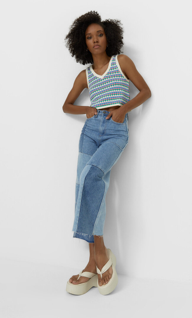 

Stradivarius Häkelweste Blau M