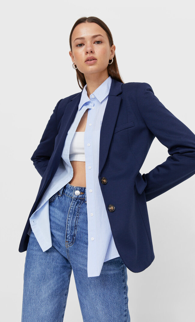 

Stradivarius Marynarka Basic Kobieta Morski Xl