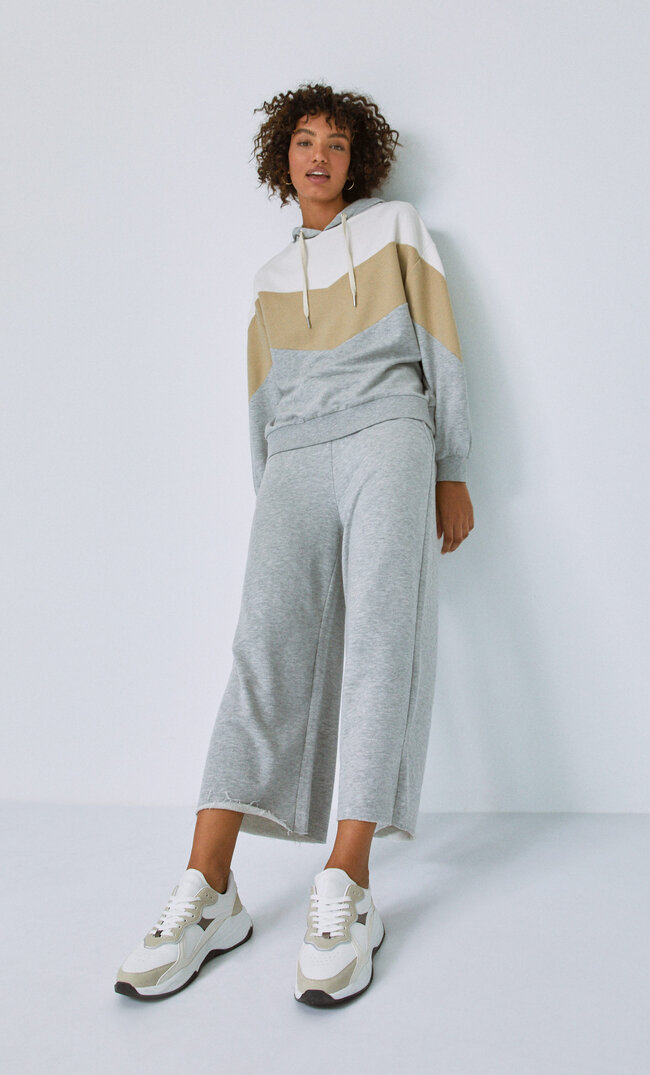 

Stradivarius Spodnie Culotte Z Dzianiny Dresowej Kobieta Popielaty Xl
