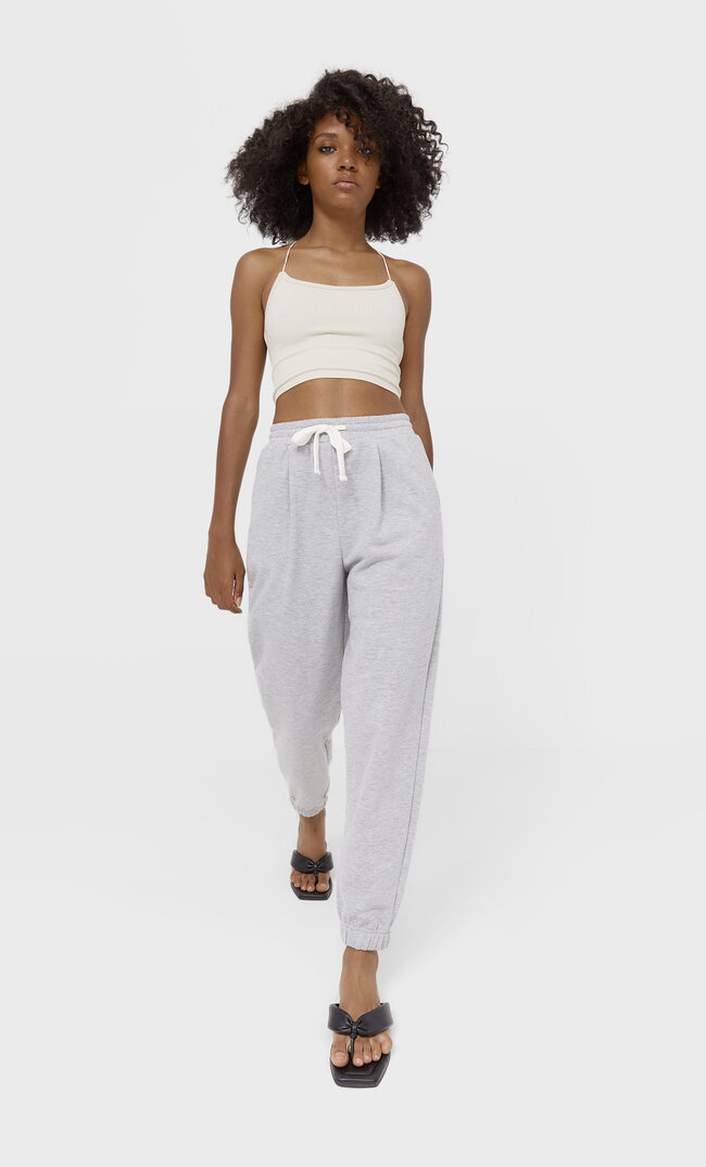 

Stradivarius Spodnie Jogger Slouchy Kobieta Popielaty M