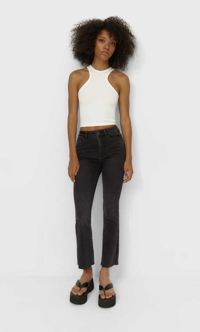

Stradivarius Cropped-Schlaghose Verwaschen 38
