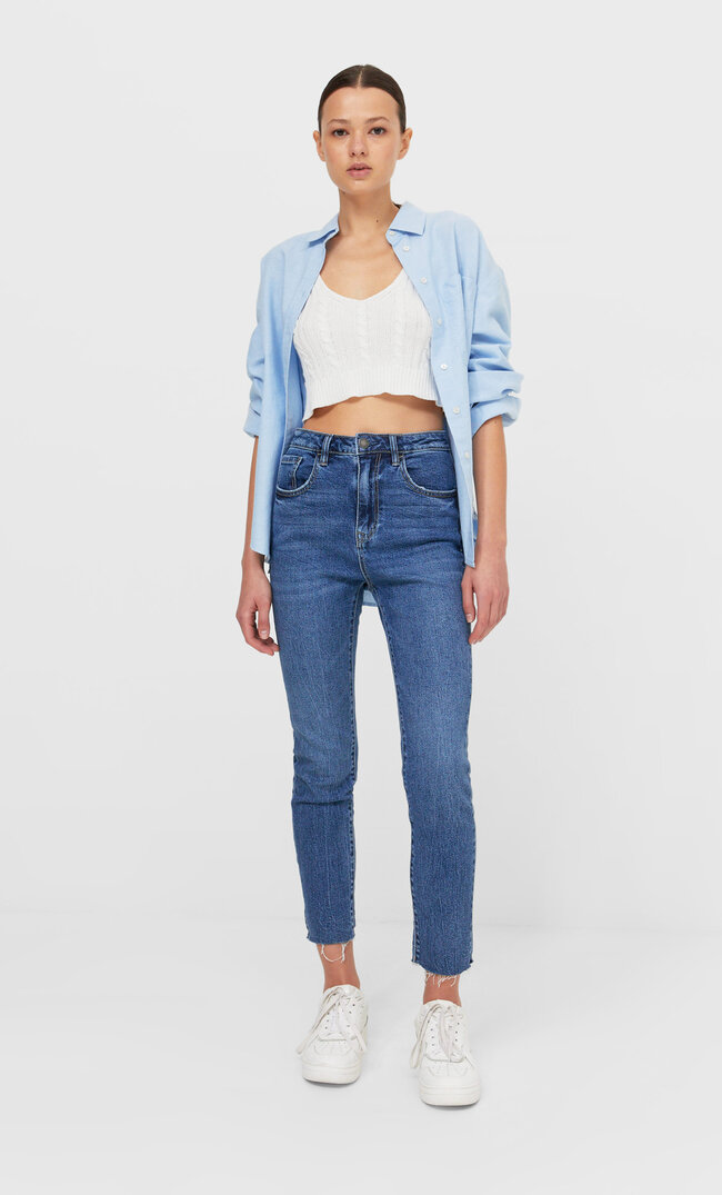 

Stradivarius Jeansy Skinny Fit Z Wysokim Stanem Kobieta Jasnodenimowy 38