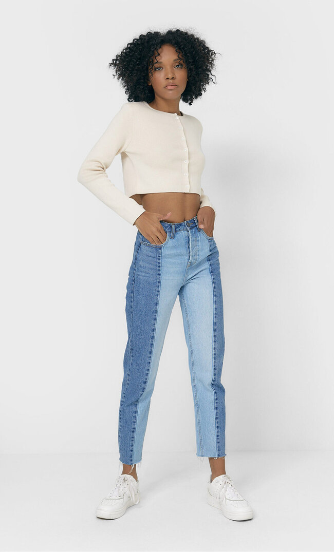 

Stradivarius Patchworkowe Jeansy Kobieta Jasnodenimowy 36