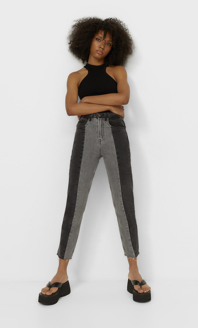 

Stradivarius Patchworkowe Jeansy Kobieta Sprany 34