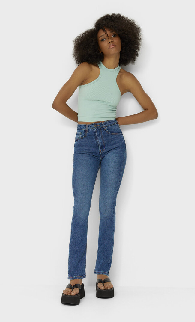 

Stradivarius Straight Fit Jeans Mit Vintage Waschung Helles Denim 44
