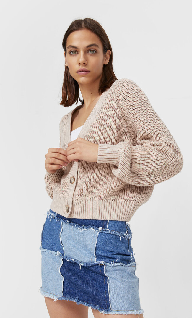 

Stradivarius Kardigan Basic Z Guzikami Kobieta Szary Xl