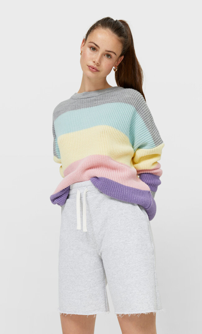 

Stradivarius Sweter Oversize Z Kolorowymi Panelami Kobieta Żółty Pastelowy L