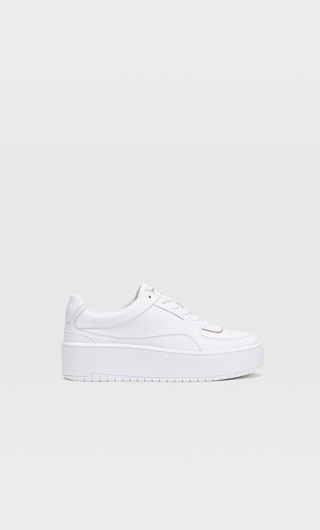 

Stradivarius Weiße Plateau-Sneaker Weiss 41