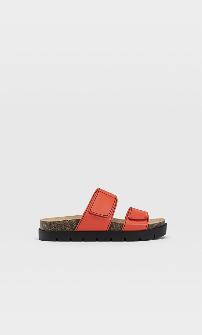 

Stradivarius Flache Sandalen Mit Überfußriemen Orange 40