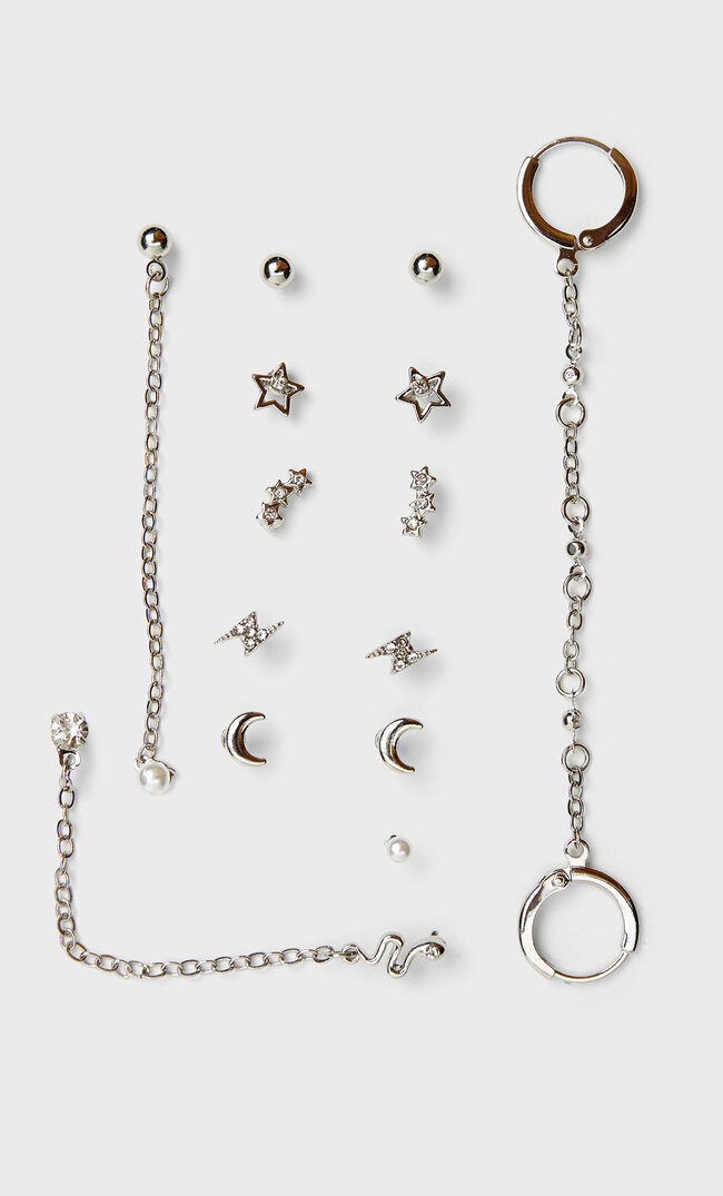 

Stradivarius Lot 9 Paires De Boucles D’oreilles Maillons Gris M