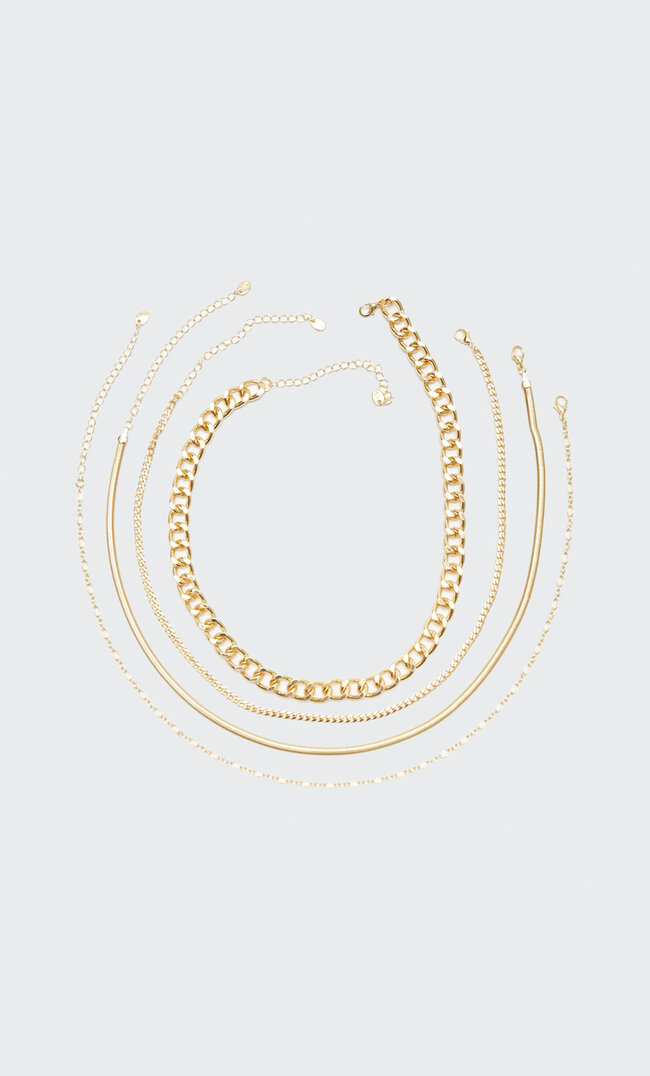 

Stradivarius 4er-Set Halsketten Gelb M