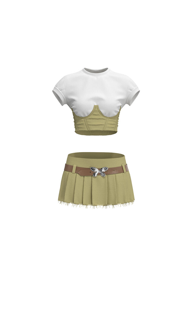

Stradivarius Set Aus Corsage Und Minirock Beige 103