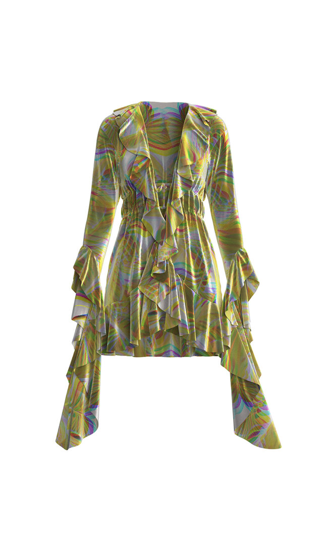 

Stradivarius Schillerndes Minikleid Mit Volants Pastellgrün 103