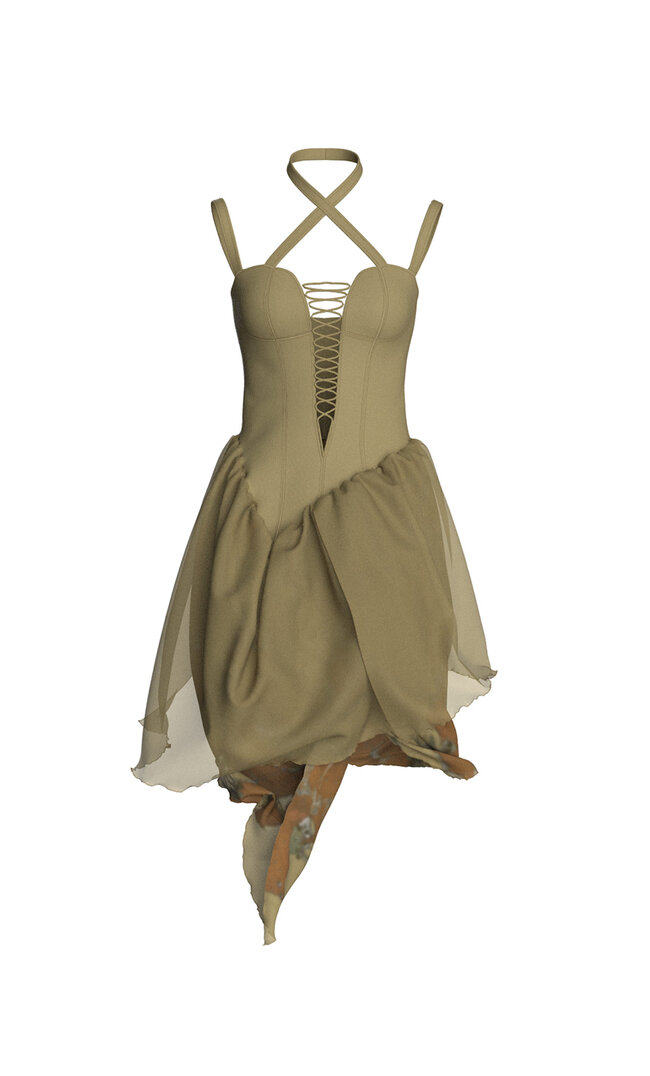 

Stradivarius Minikleid Mit Schnürung Beige 103