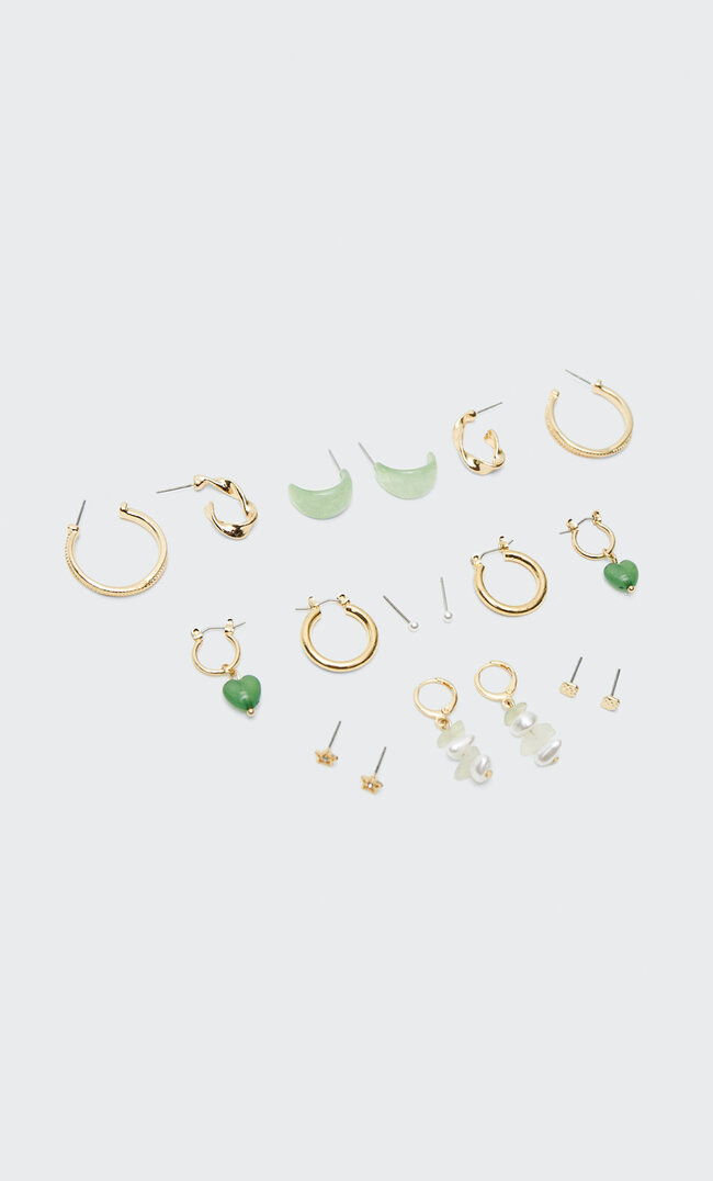 

Stradivarius 6er-Set Creolen Mit Charms Gelb M