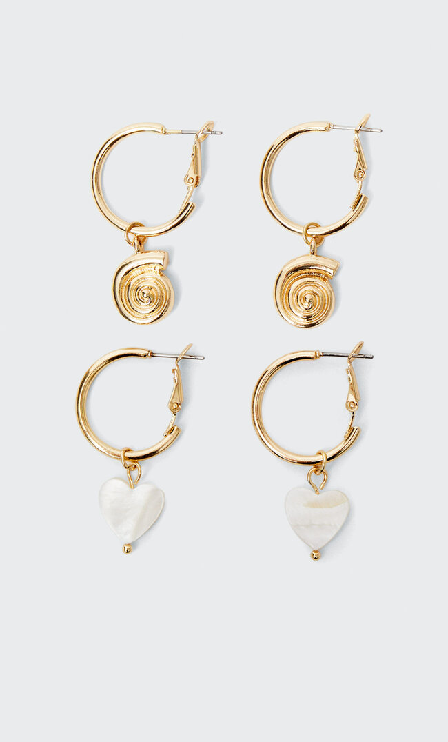 

Stradivarius Lot 2 Paires De Boucles D’oreilles Cœur Et Coquillage Jaune M