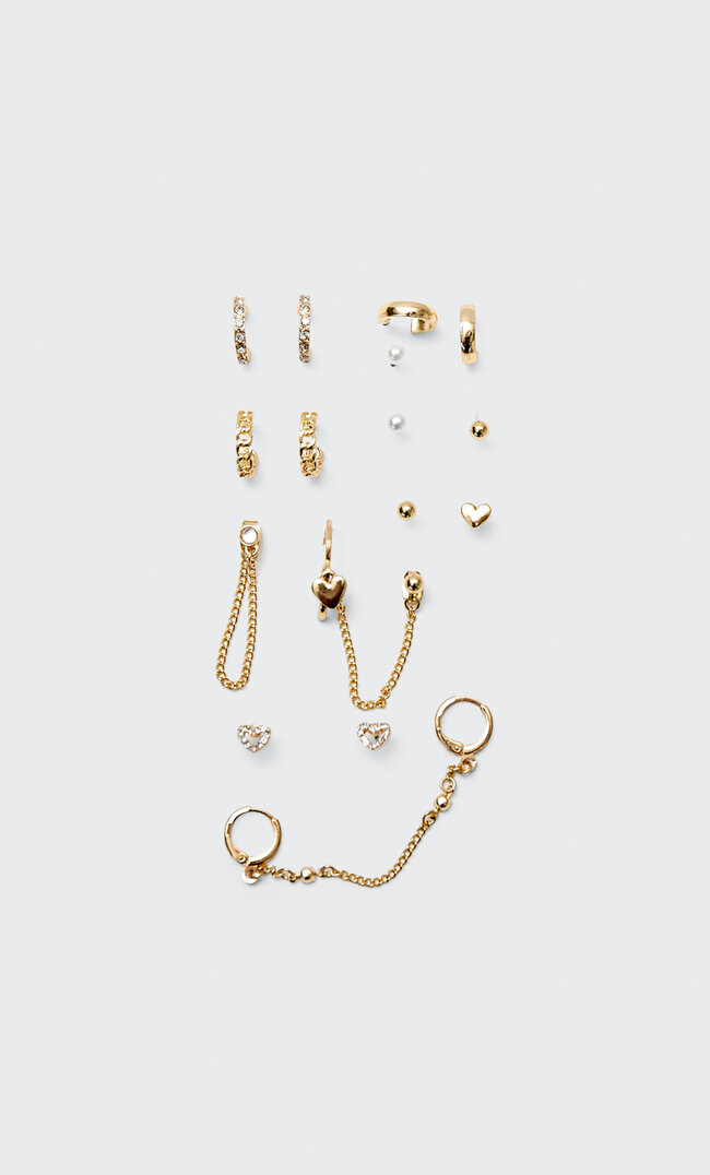 

Stradivarius Lot 9 Boucles D’oreilles Créoles Et Chaînes Jaune M