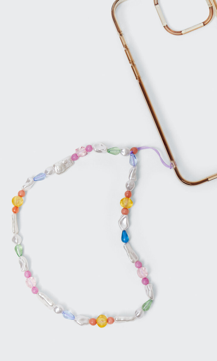Coloured faux pearl mobile phone hook