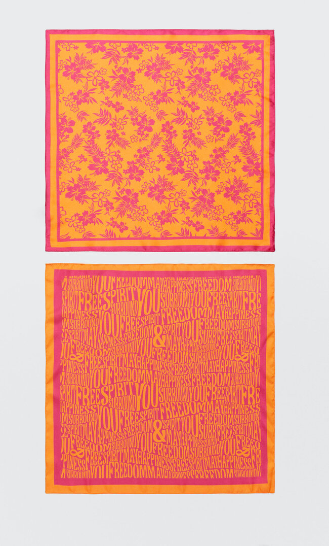 Stradivarius Lot 2 Bandanas Logo Fuchsia 103