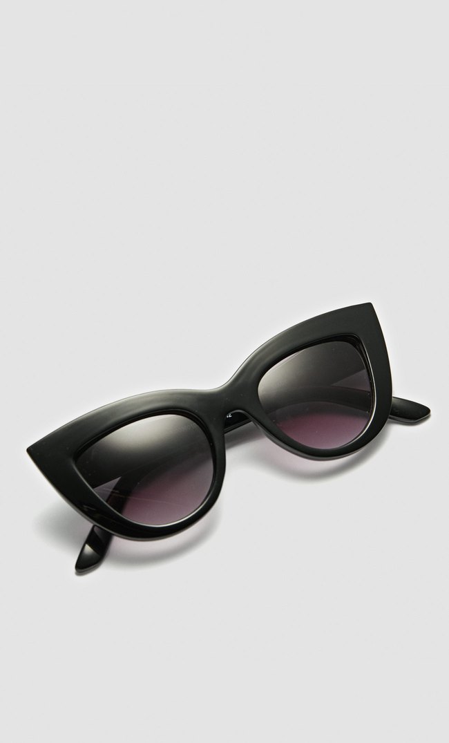 Stradivarius Lunettes De Soleil Œil-De-Chat Grandes Noir M
