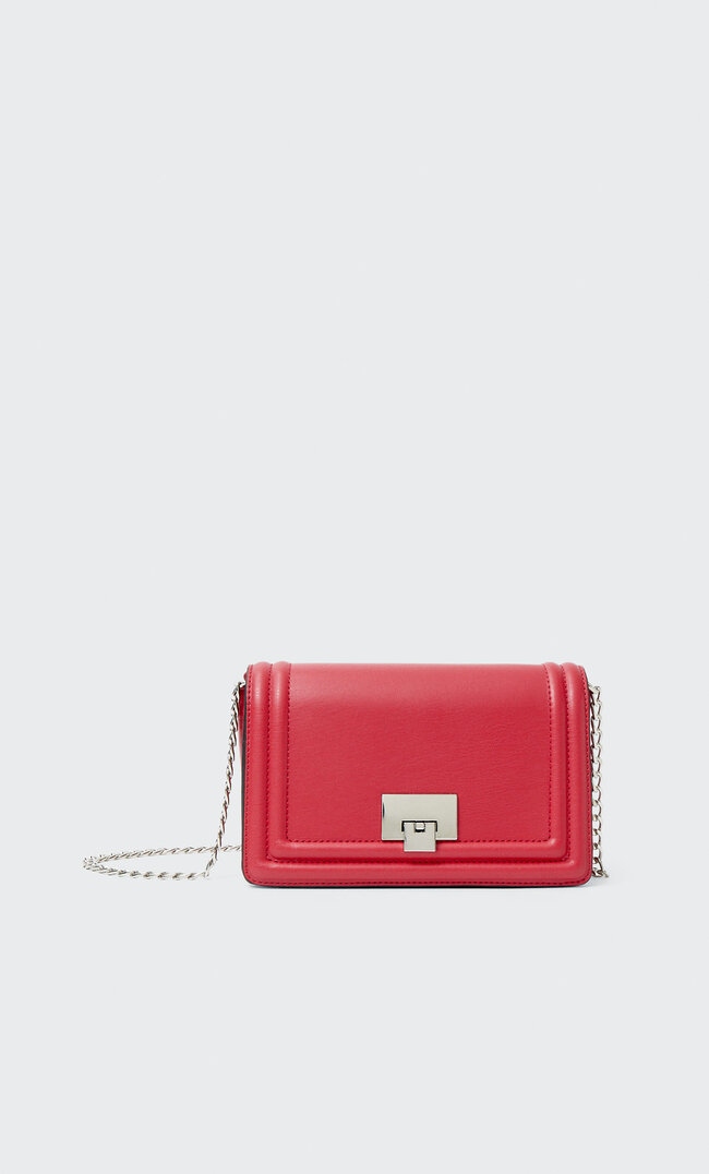 Stradivarius Sac Besace Fermoir Rouge M