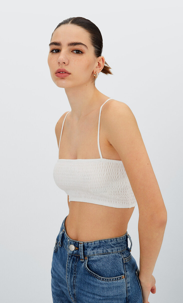 Bandeau top with elastic straps