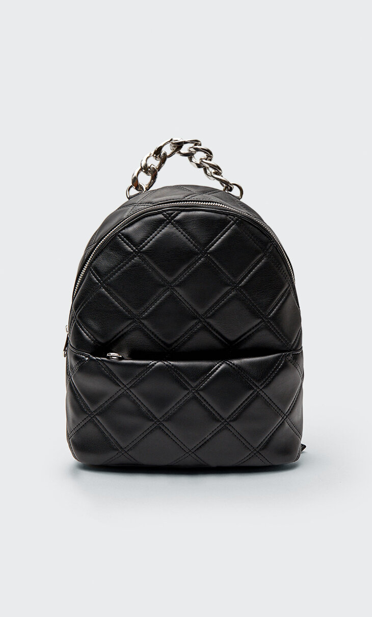 Quilted backpack with chain