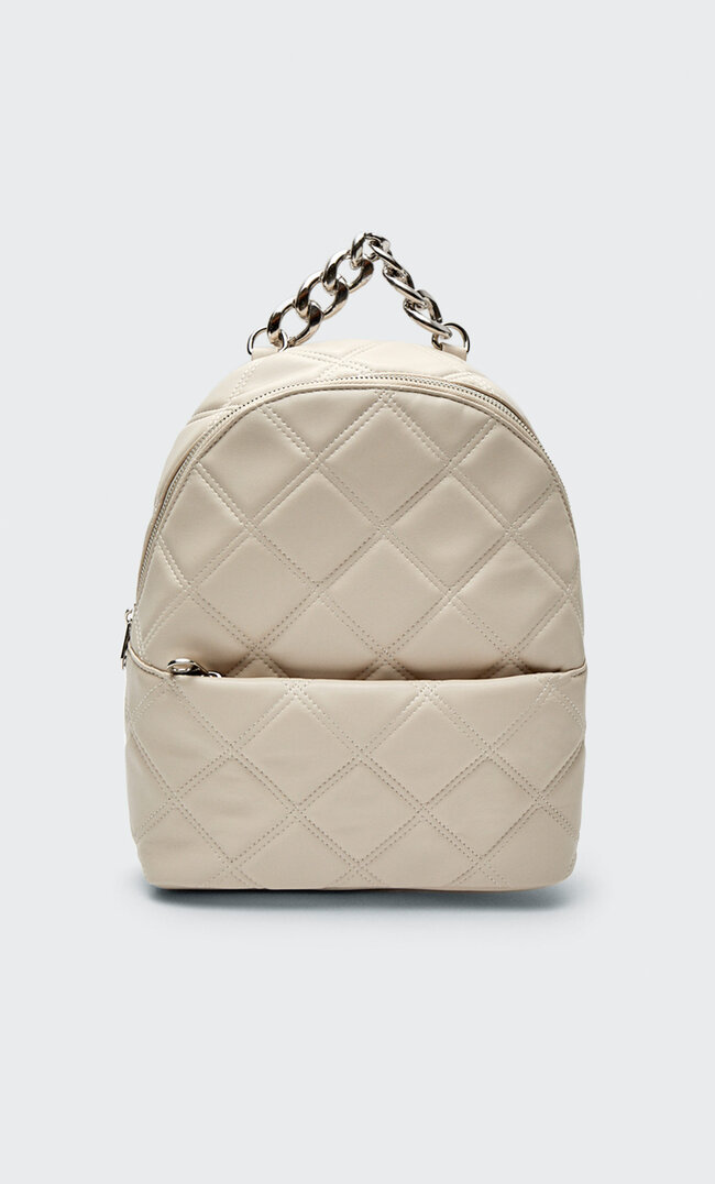 

Stradivarius Gesteppter Rucksack Mit Kette Transparent M