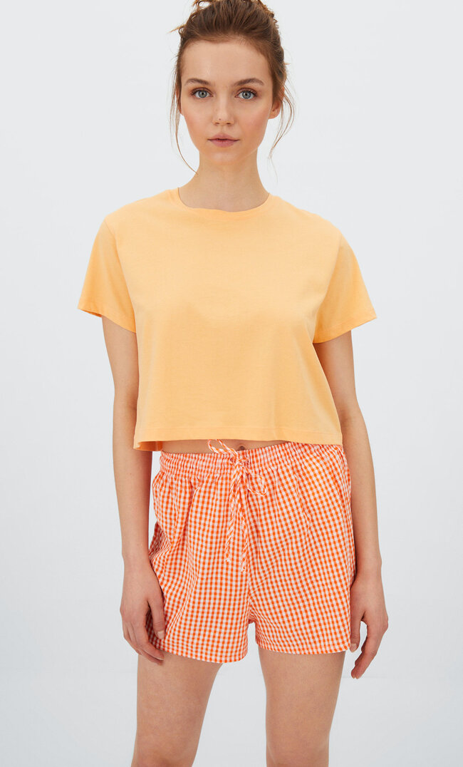 

Stradivarius Pyjamashorts Mit Vichykaros Orange S