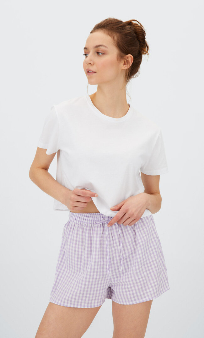 Stradivarius Short De Pyjama Vichy Mauve L