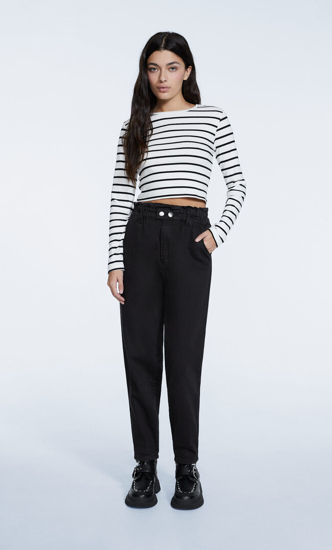 

Stradivarius Jeans Baggy En Sergé Noir L