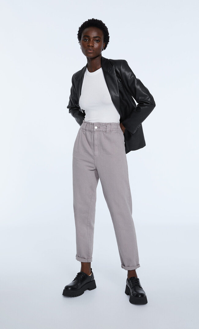 

Stradivarius Baggy-Jeans Aus Twill Grau S