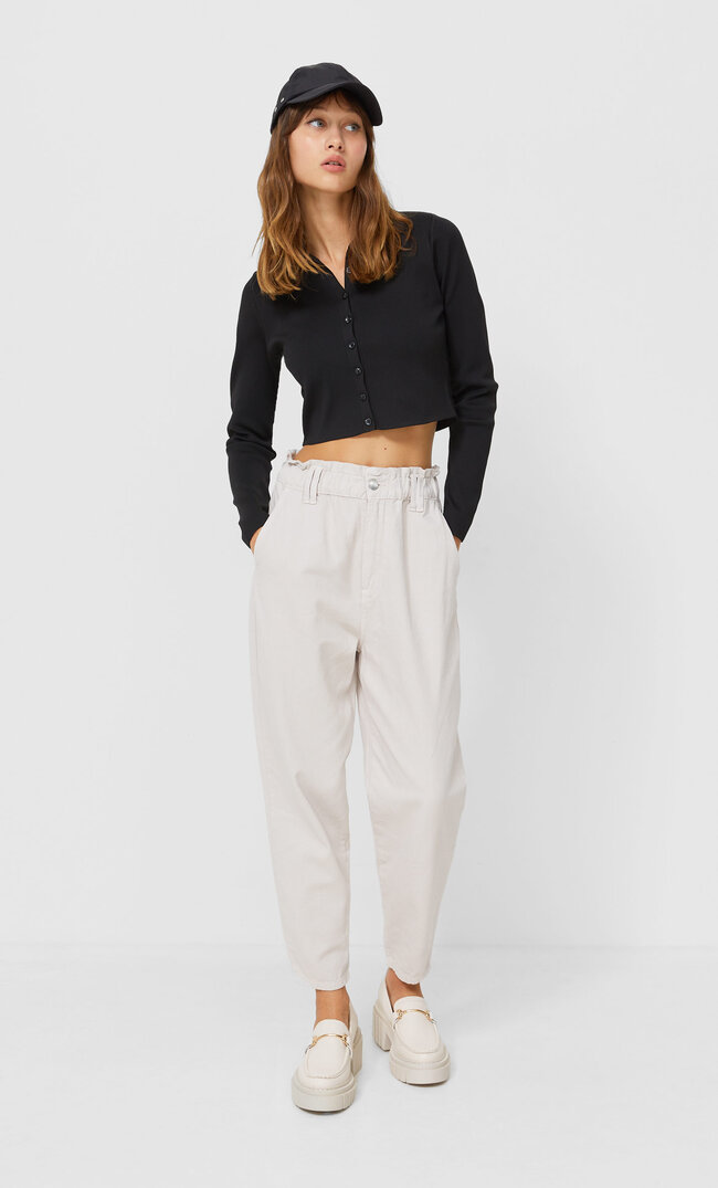 

Stradivarius Jeans Baggy En Sergé Gris Mélangé Xs