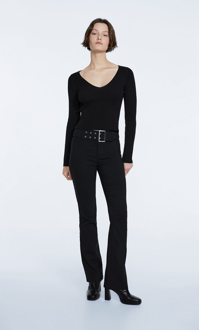 

Stradivarius Hose Aus Seiden-Wollmischgewebe Schwarz 36