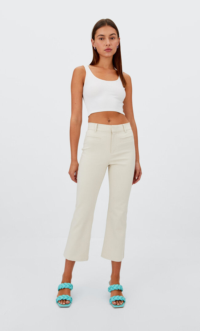 

Stradivarius Eleganckie Spodnie Kick Flare Szary 32