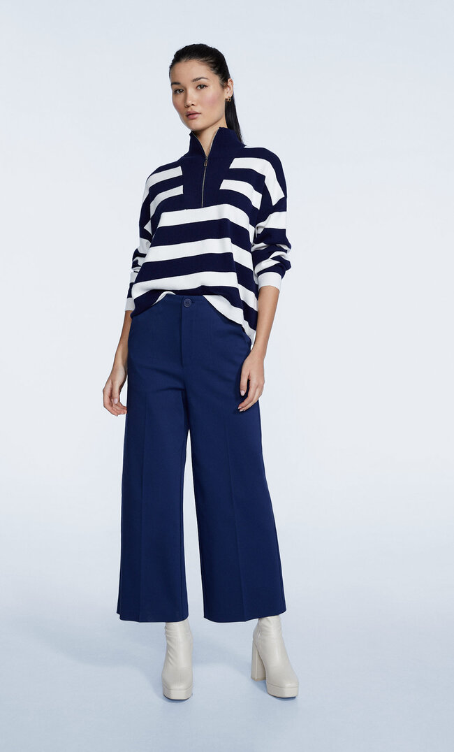 

Stradivarius Culotte-Bundfaltenhose Marineblau 38