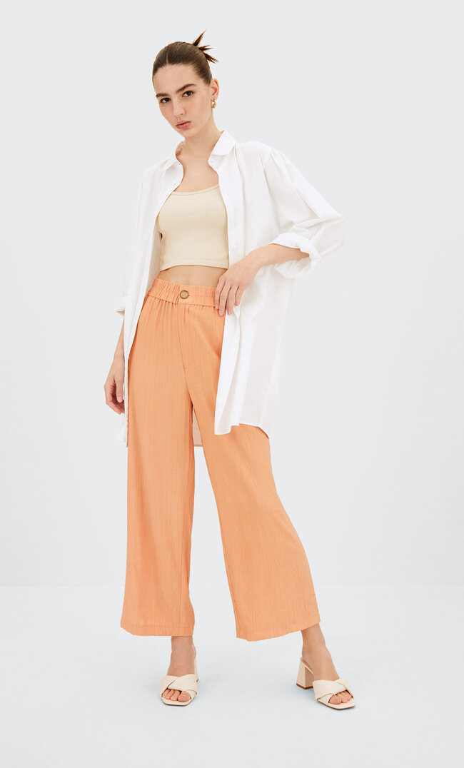 

Stradivarius Jupe-Culotte Effet Plissé Orange Pêche Xl