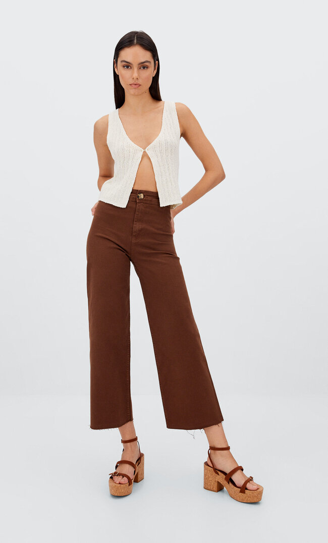 

Stradivarius Twill-Culotte Ohne Naht Braun 34