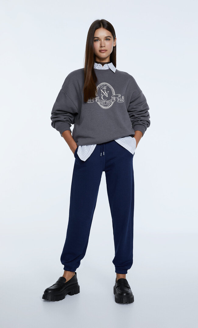 

Stradivarius Pantalon Jogger Molleton Marine Xs