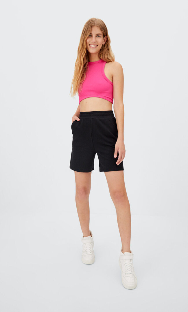 Stradivarius Spodenki Basic Z Dzianiny Dresowej Czarny Xs