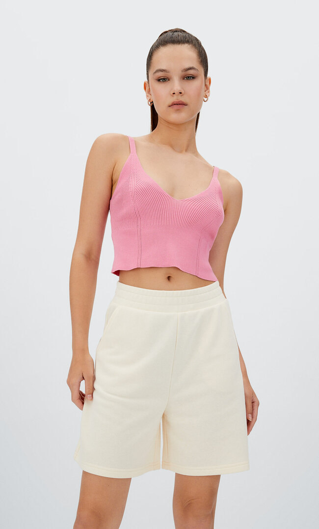 

Stradivarius Basic-Shorts Aus Plüsch Ecru Xs