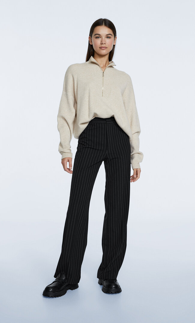 

Stradivarius Stoffhose Mit Streifenprint Schwarz 32