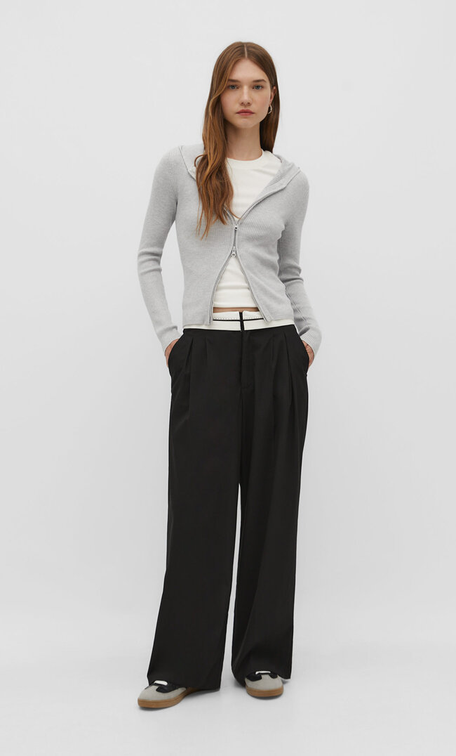 

Stradivarius Pantalon Taille Rabattue Noir 32